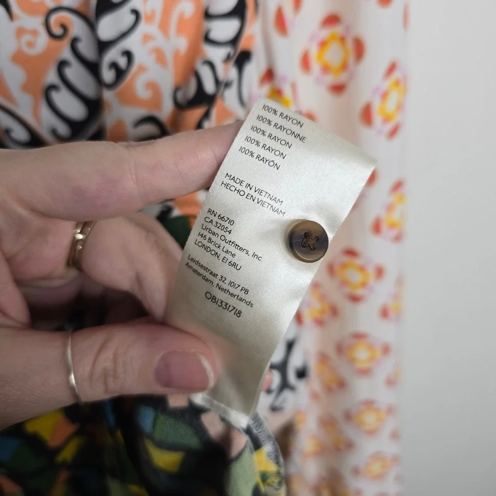 Maeve by Anthropologie Mixed Print Patchwork Button Down Shirt Multicolor Medium
